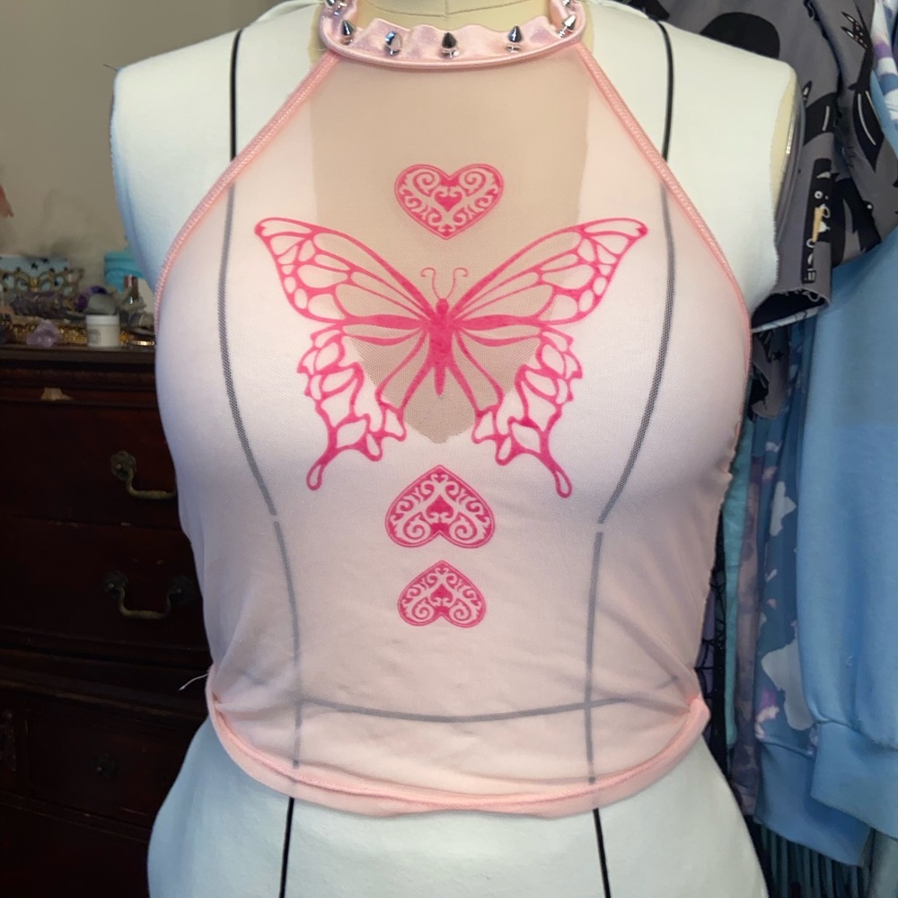 dolls kill sugar thrillz mesh halter top nwot